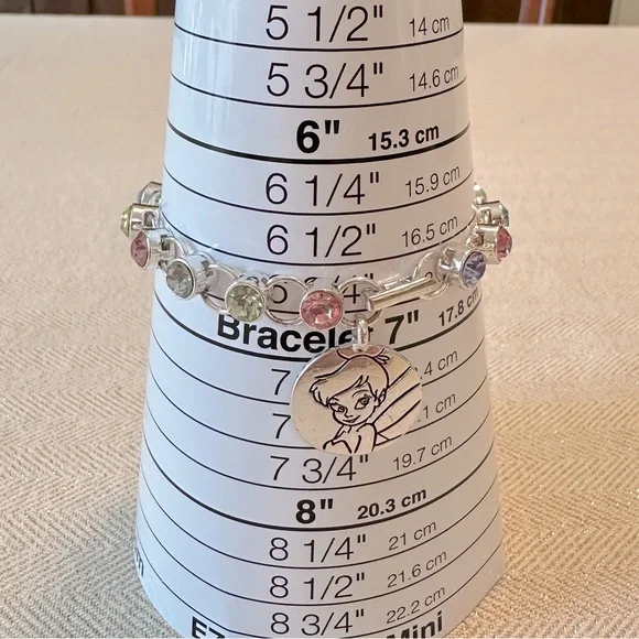 Y2K Vintage Avon Disney Tinkerbell Charm Bracelet Pastel Crystal Rhinestones - Picture 15 of 15